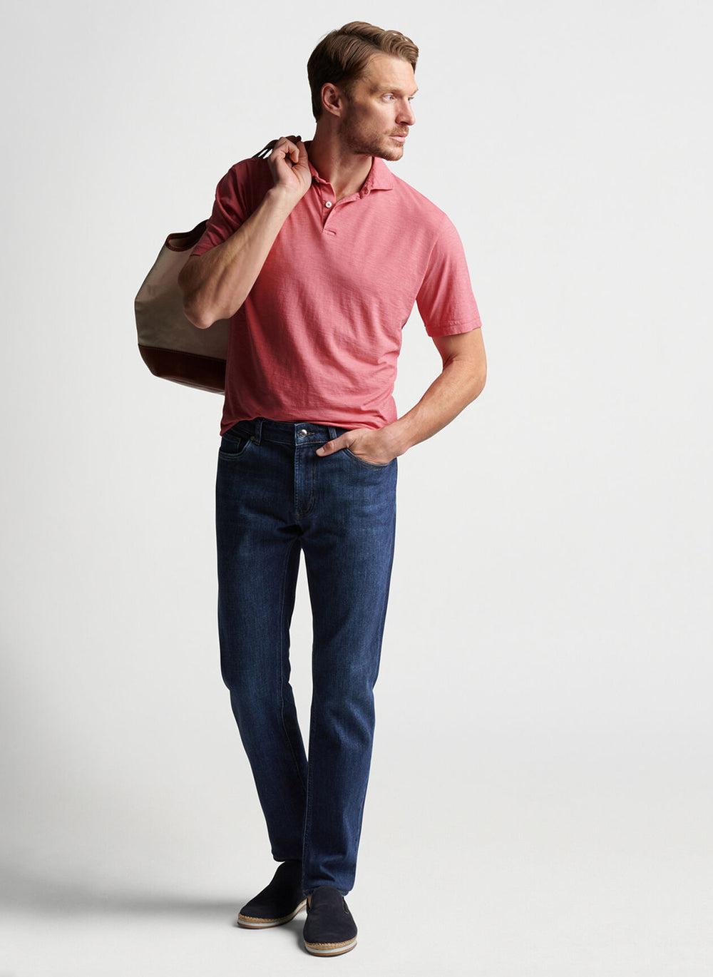 Peter Millar Vintage Washed Five-Pocket Denim In True Blue
