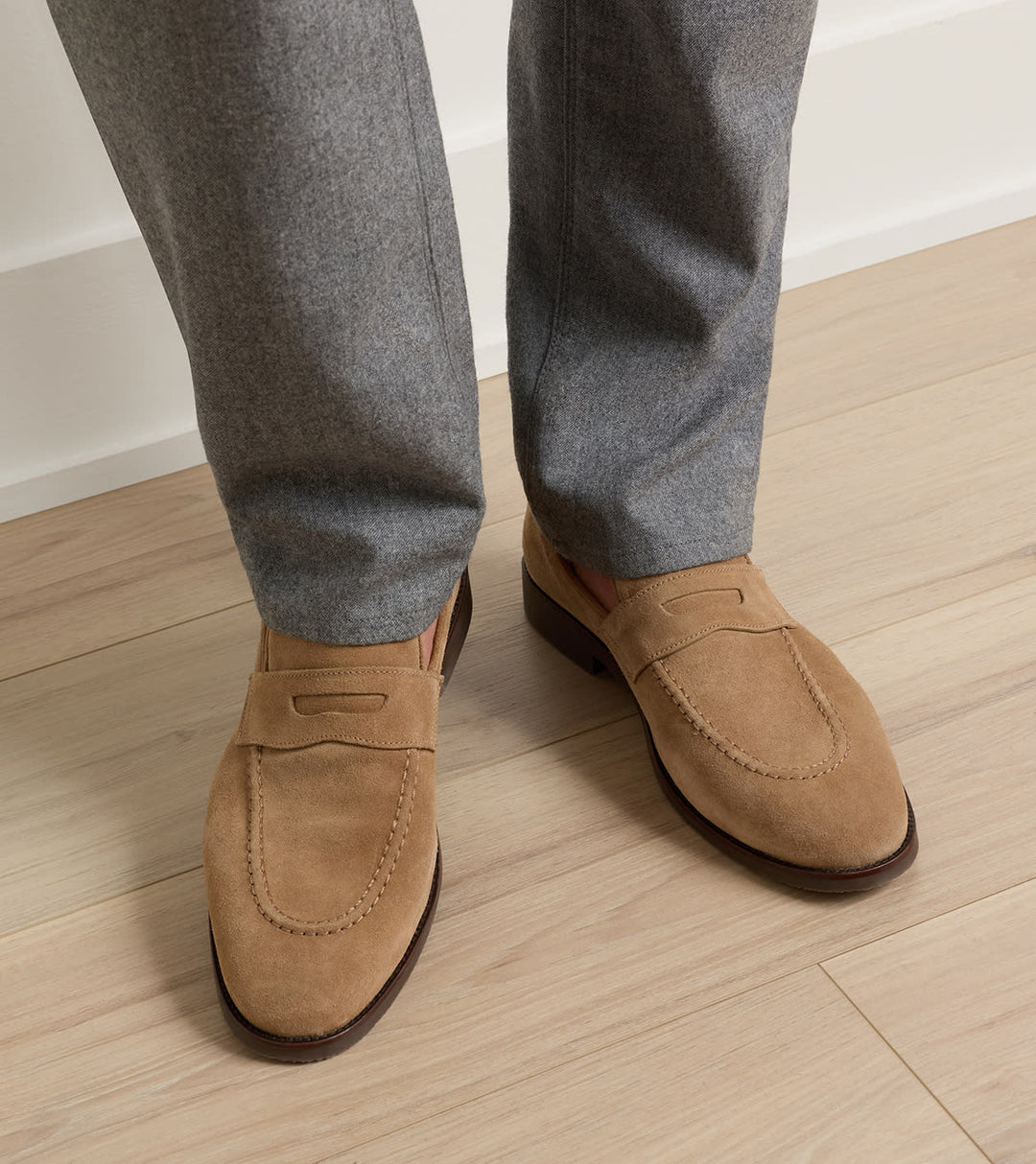 Madison Suede Penny Loafer In Dark Jute