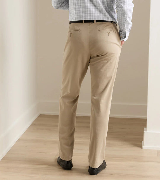 Signature Sateen Flat Front Trouser In Khaki