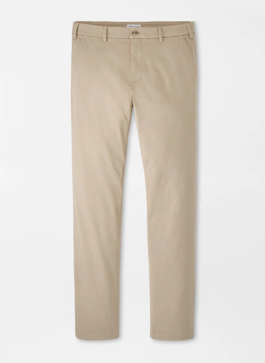 Signature Sateen Flat Front Trouser In Khaki