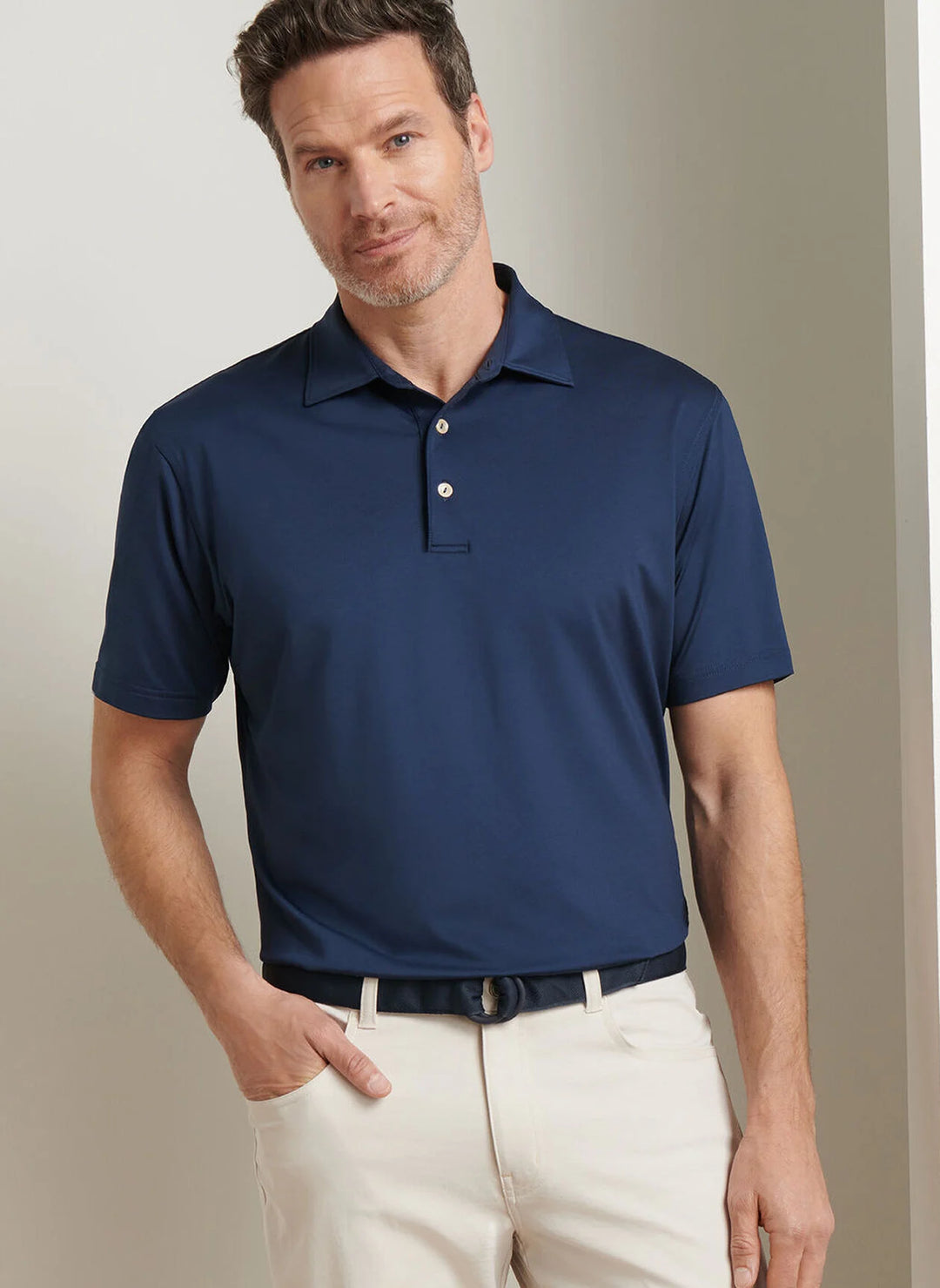 Lonesome Valley Peter Millar Solid Jersey Performance Polo in Navy