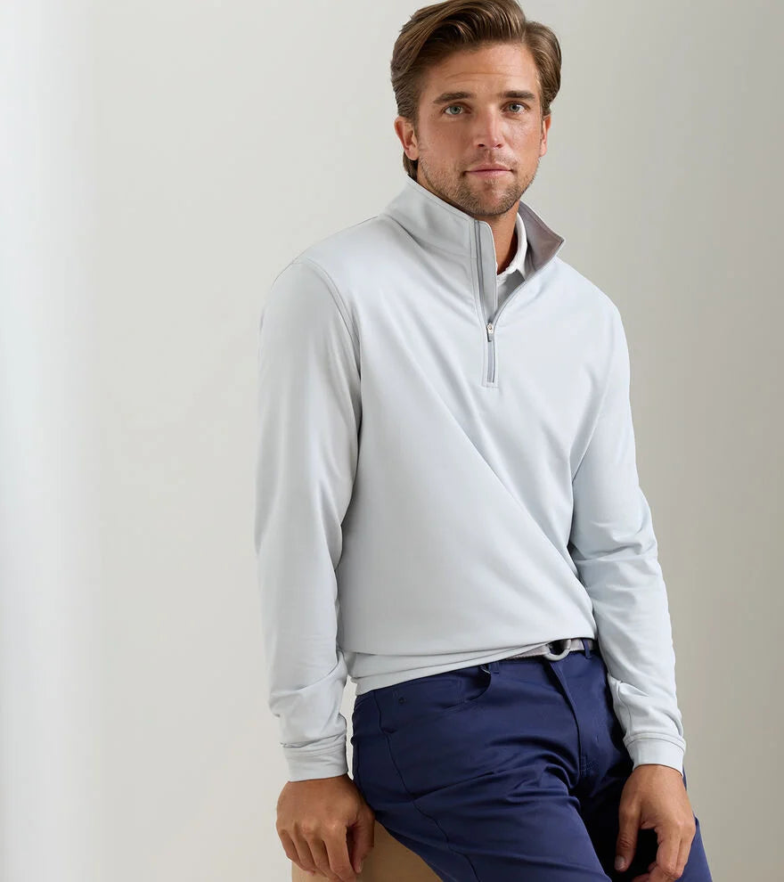 Peter Millar Perth Q-Zip in British Grey with Lonesome Vally Logo