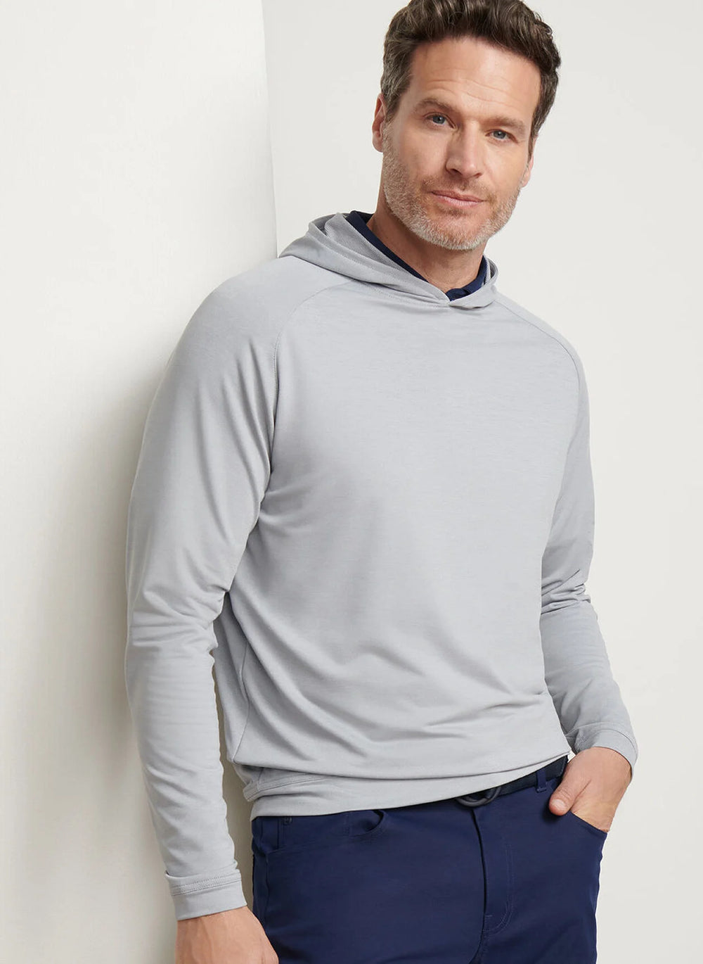 Lonesome Valley Peter Millar Pine Performance Hoodie in Gale Grey