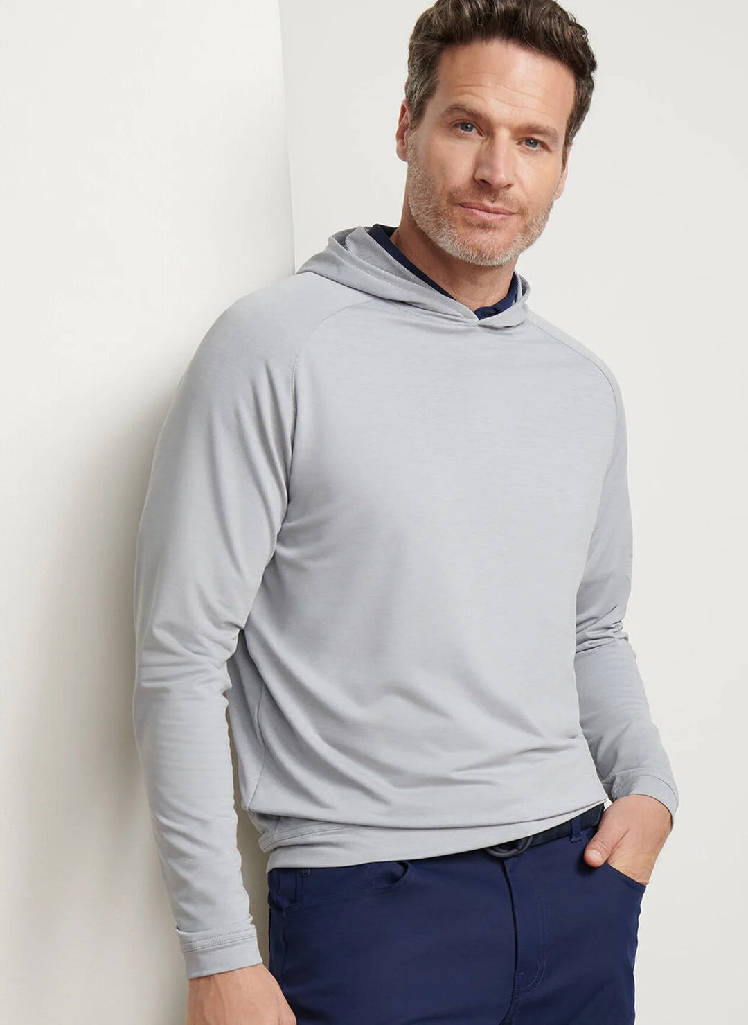 Lonesome Valley Peter Millar Pine Performance Hoodie in Gale Grey