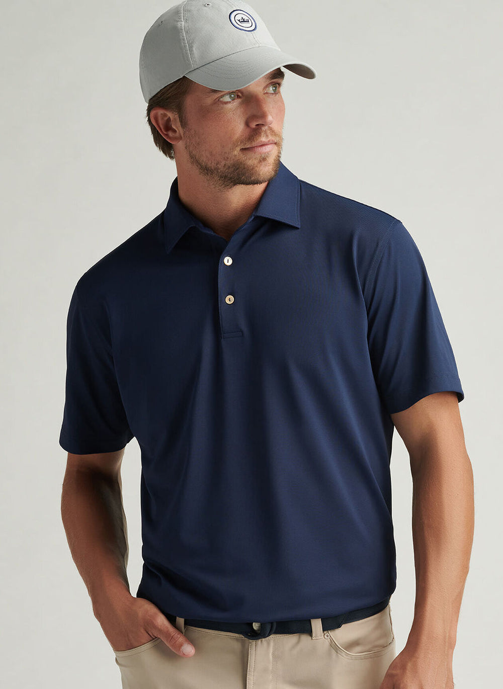 Peter Millar Solid Performance Mesh Polo In Navy