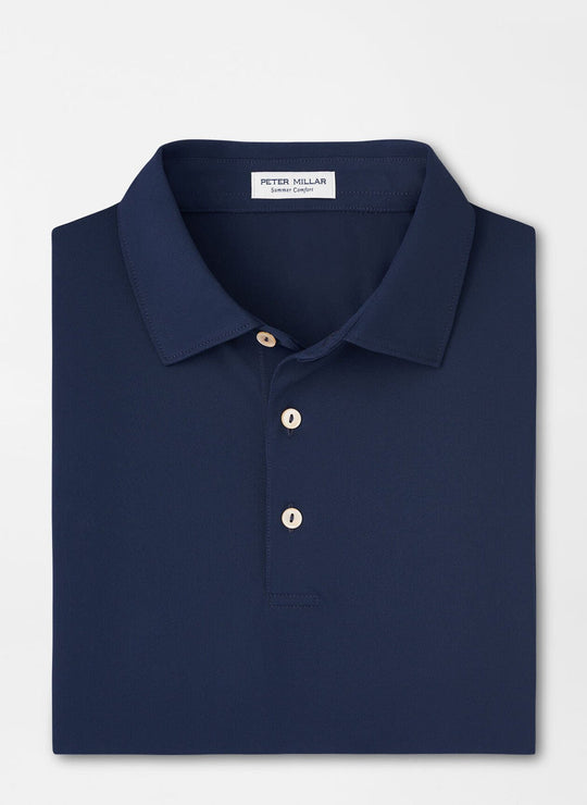 Peter Millar Solid Performance Mesh Polo In Navy
