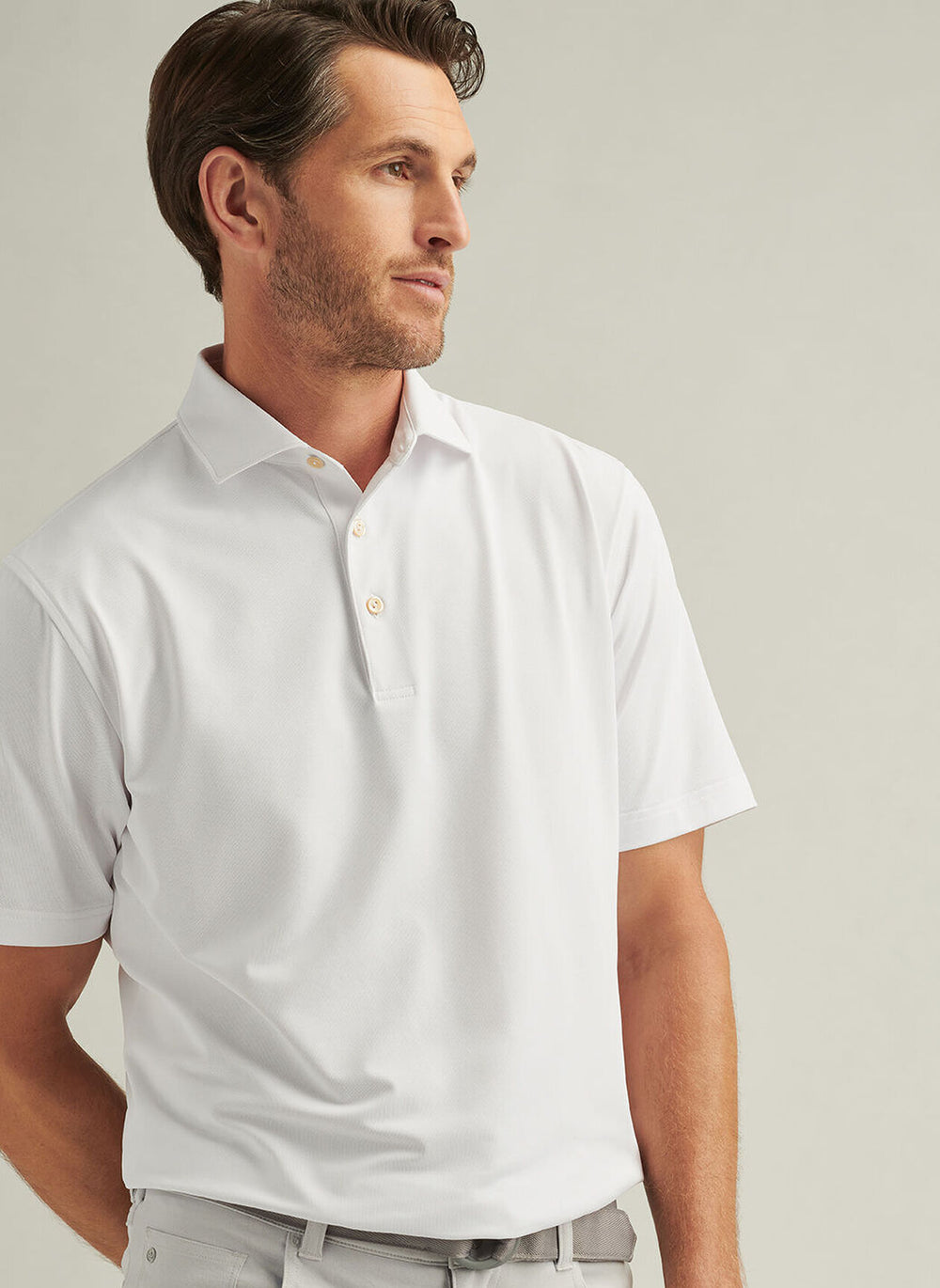Peter Millar Solid Performance Mesh Polo In White