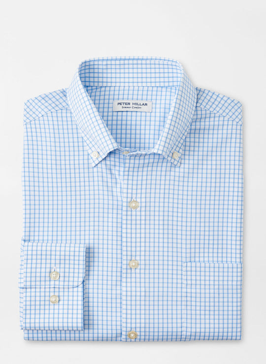 Peter Millar Hanford Performance Twill Sport Shirt In Cottage Blue