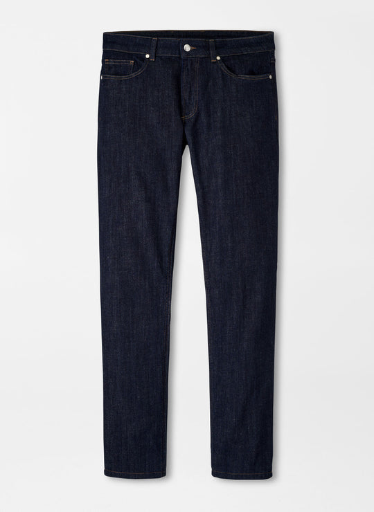Peter Millar Vintage Washed Five-Pocket Denim In Dark Indigo