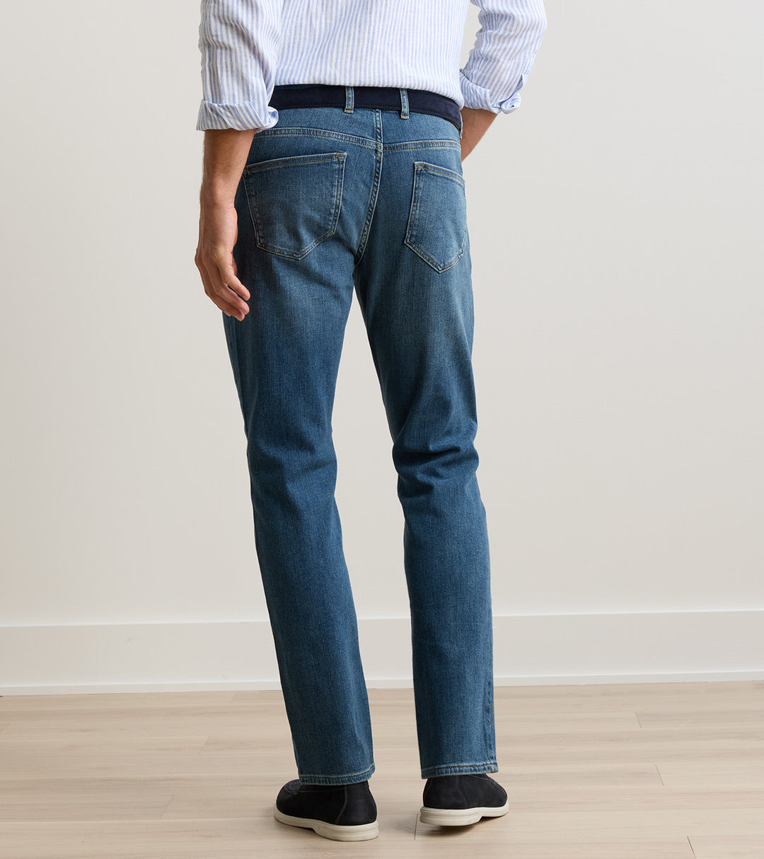 Vintage Washed Five-Pocket Denim In True Blue Washed