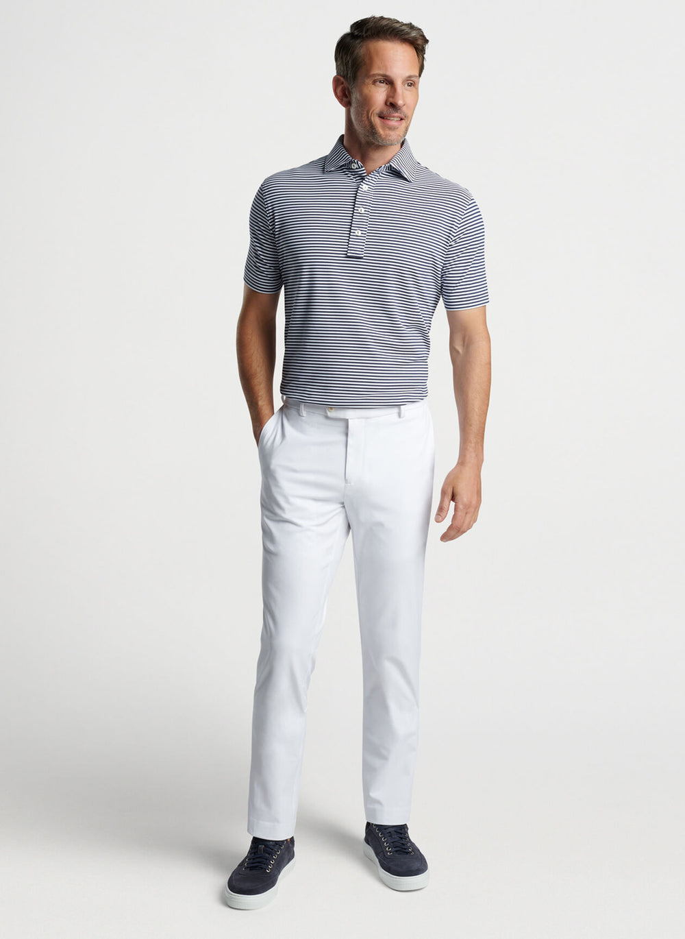 Peter Millar Mood Performance Mesh Polo In Navy