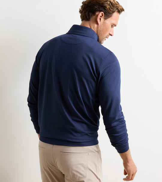 Albatross Cotton-Blend Piqué Quarter-Zip In Navy