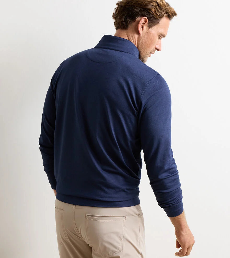 Albatross Cotton-Blend Piqué Quarter-Zip In Navy