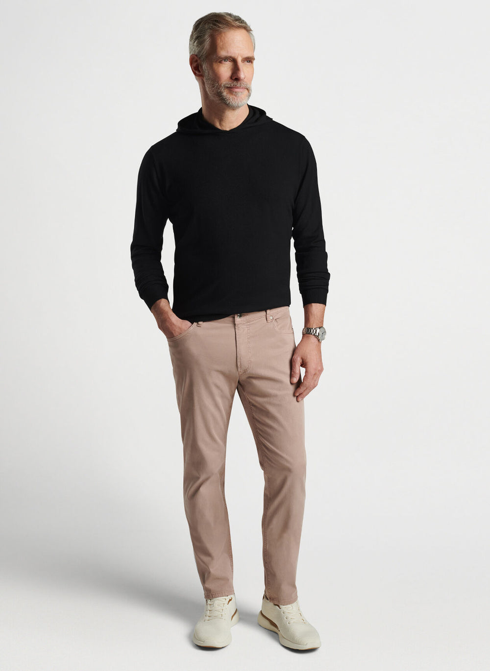 Peter Millar Excursionist Flex Popover Hoodie In Black