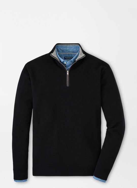 Peter Millar Artisan Crafted Cashmere Flex Quarter-Zip In Black