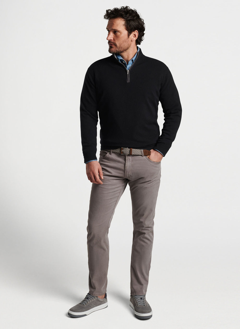Peter Millar Artisan Crafted Cashmere Flex Quarter-Zip In Black