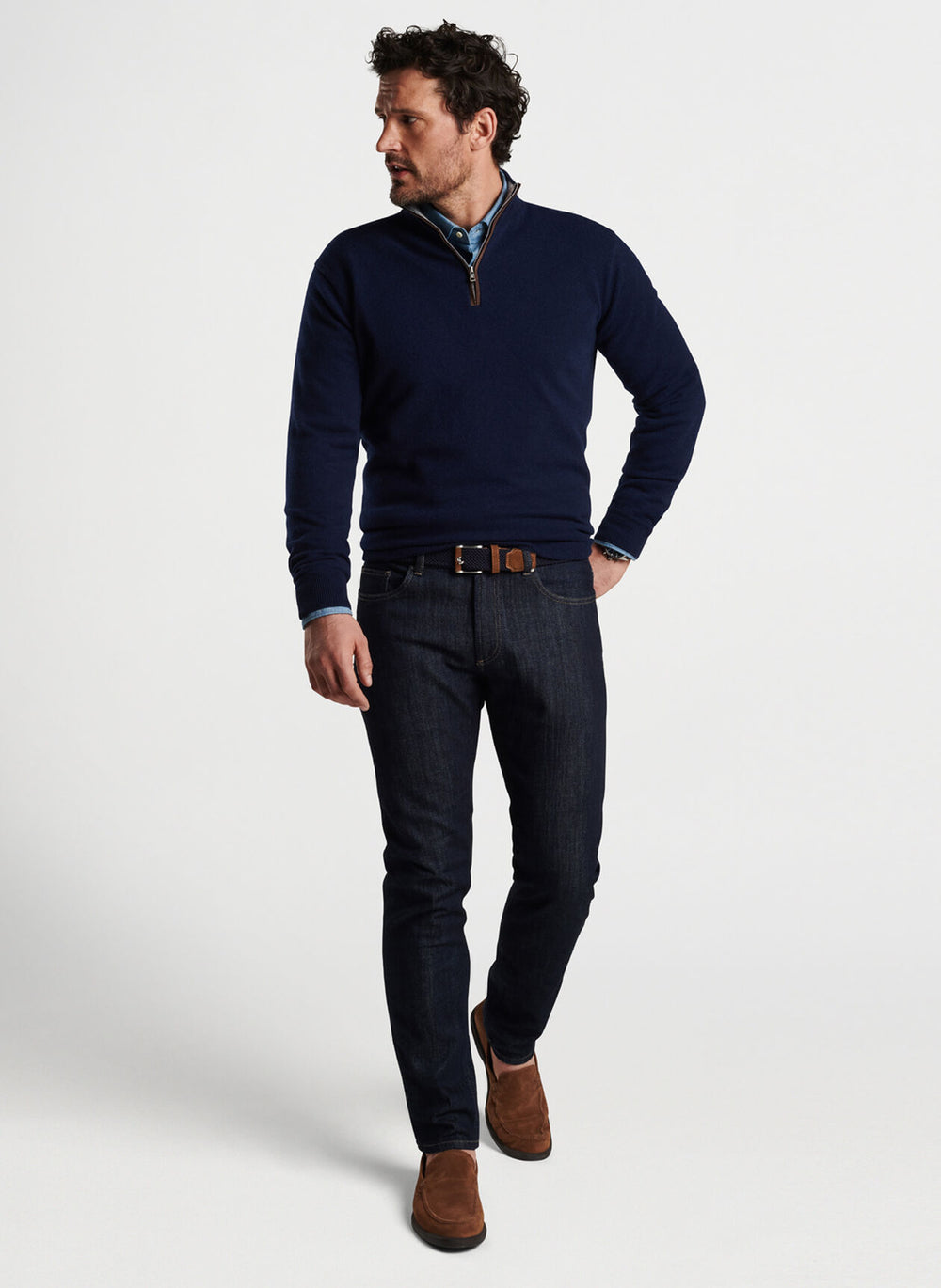Peter Millar Artisan Crafted Cashmere Flex Quarter-Zip In Navy