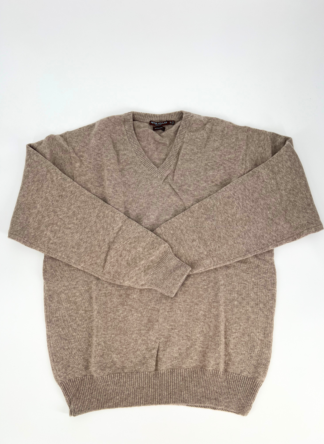 Cashmere V-Neck Sweater in Tan