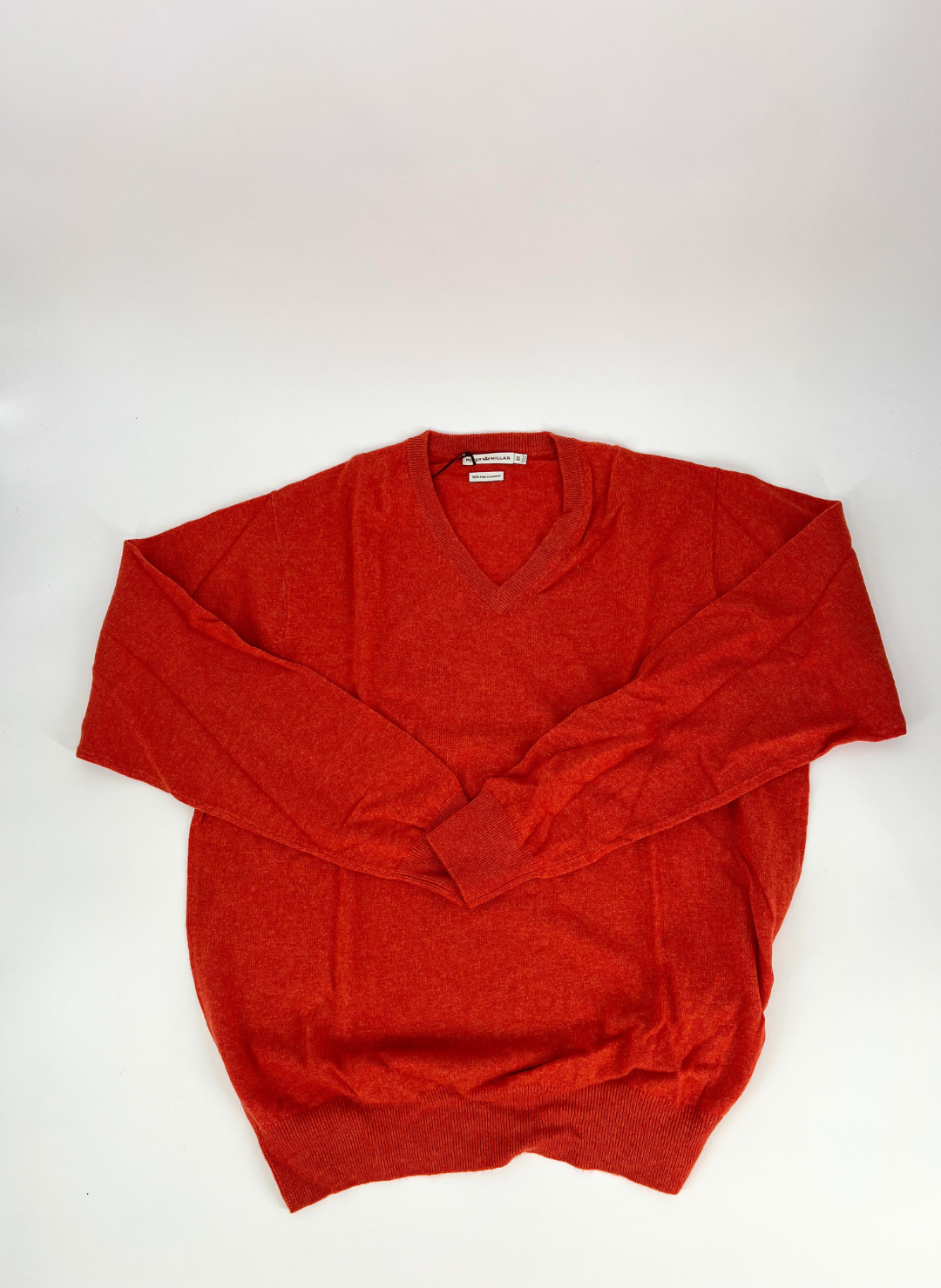 Cashmere V-Neck Sweater in Rust