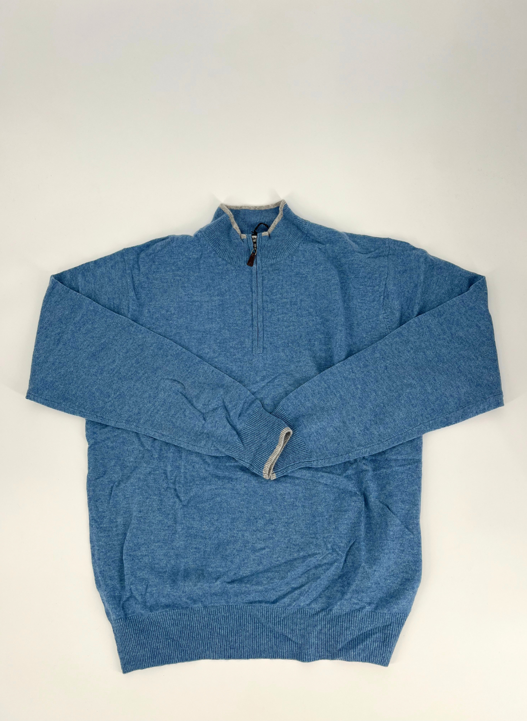 Cashmere Q-Zip Sweater in Light Blue