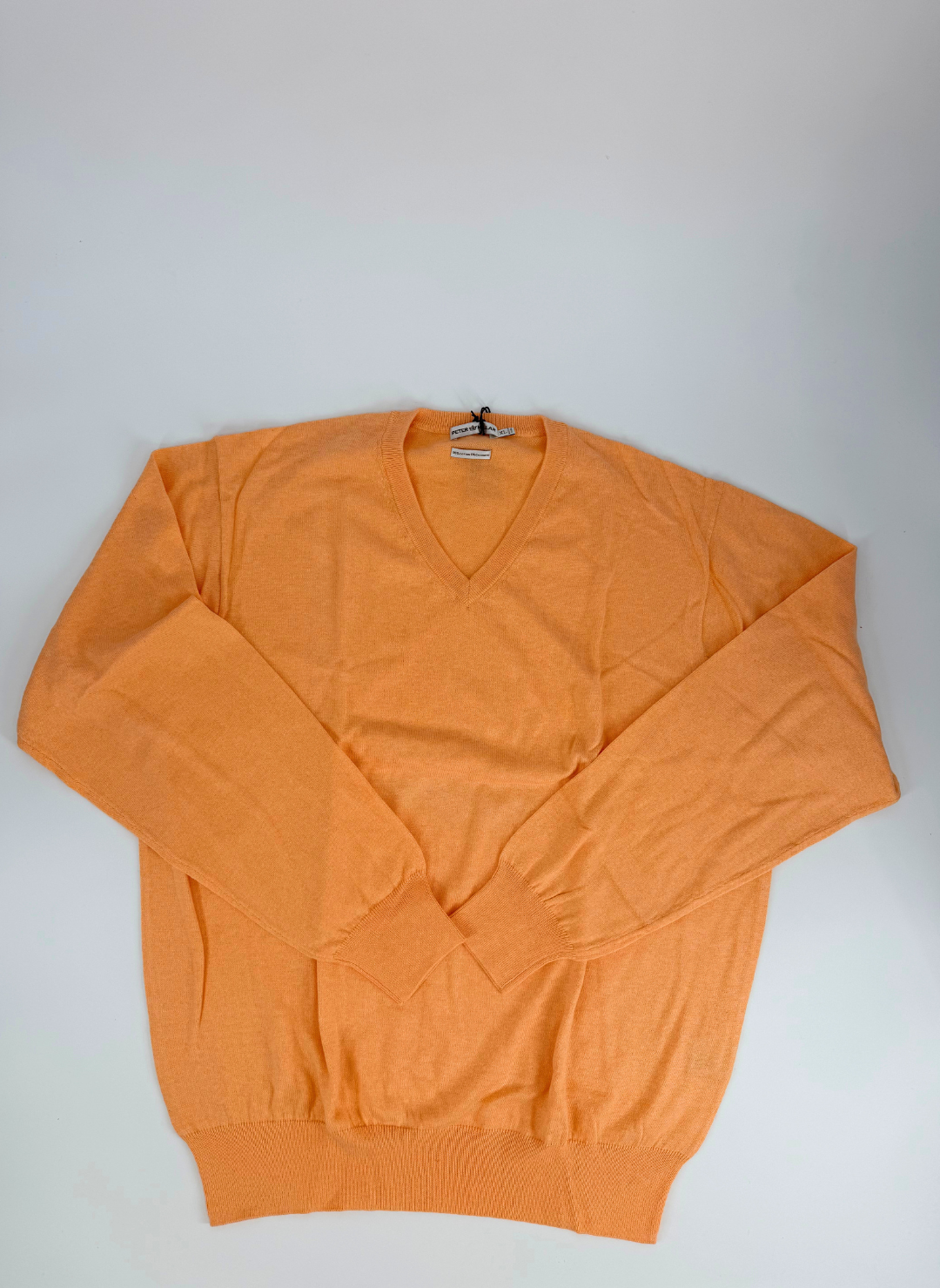 Cotton V-Neck Sweater in Nectarine