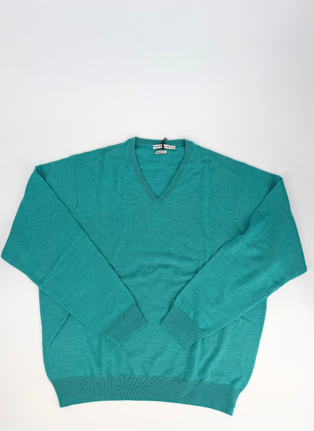 Merino Wool V-Neck Sweater in Teal