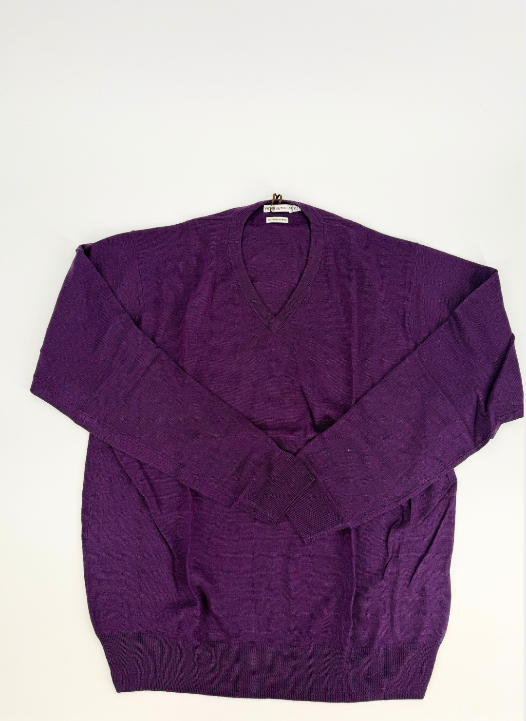 Merino Wool V-Neck Sweater in Purple