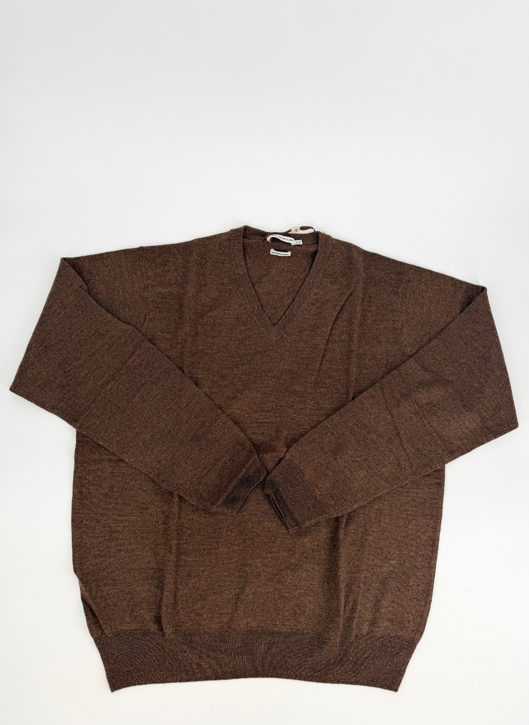 Merino Wool V-Neck Sweater in Brown
