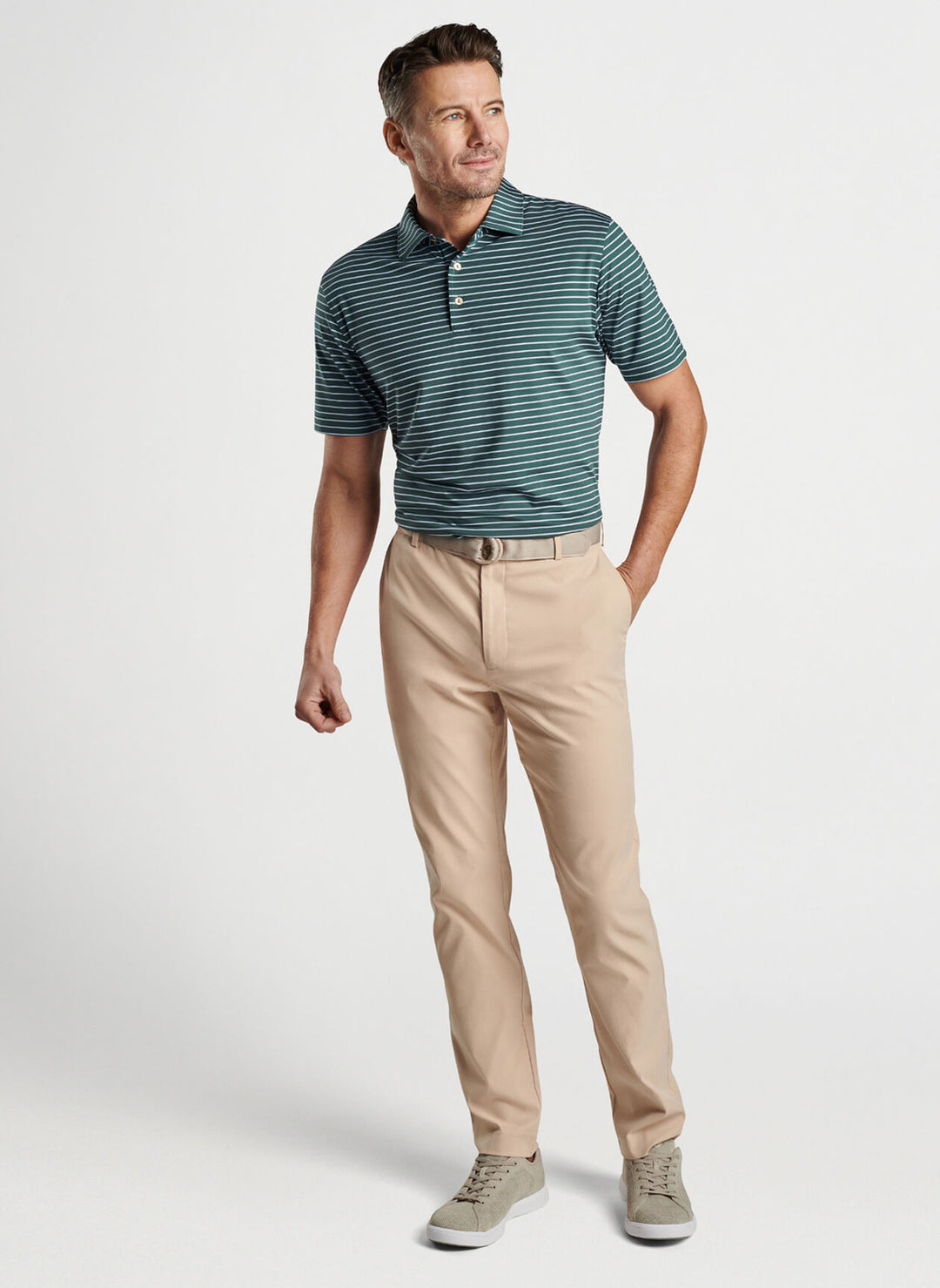 Peter Millar Drum Performance Jersey Polo In Balsam