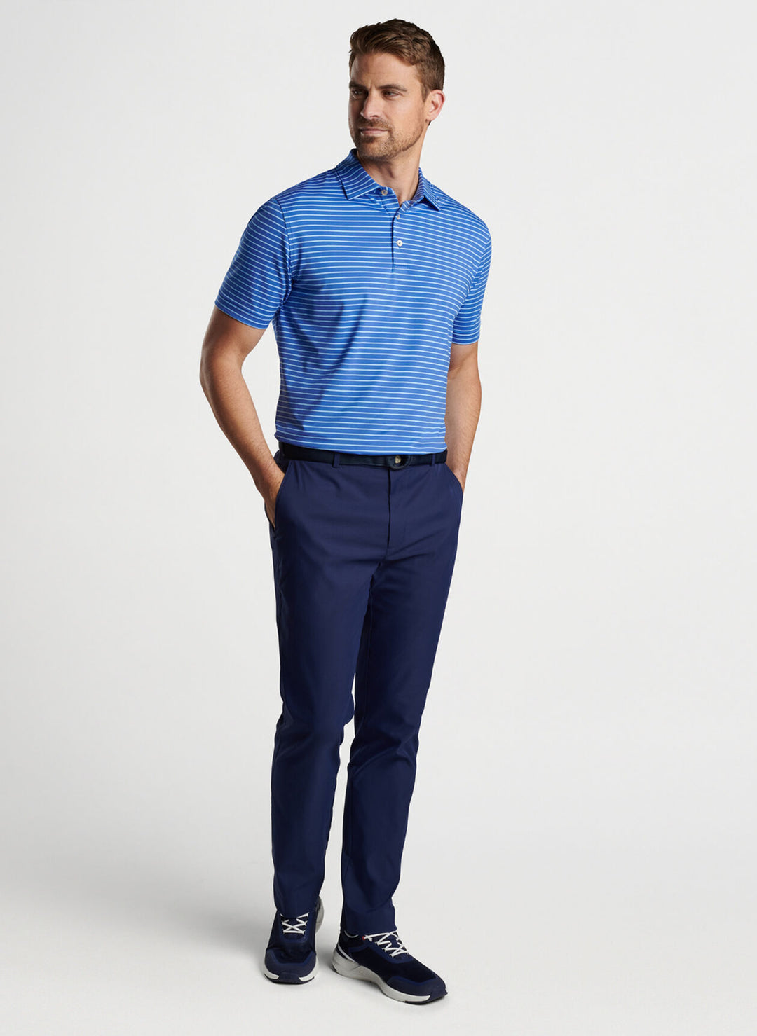 Peter Millar Drum Performance Jersey Polo In Sapphire