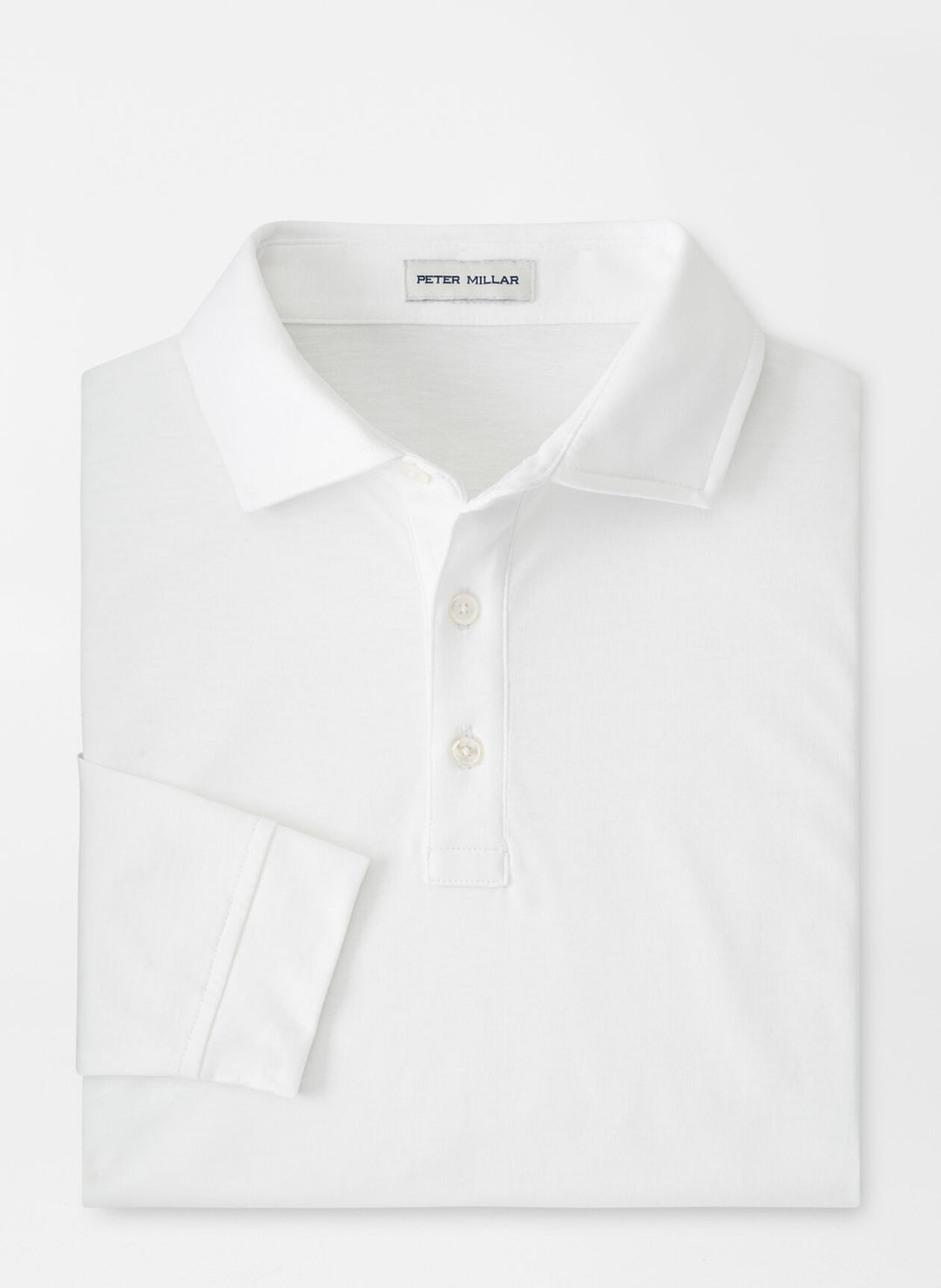 Peter Millar Pilot Mill Long-Sleeve Polo In White