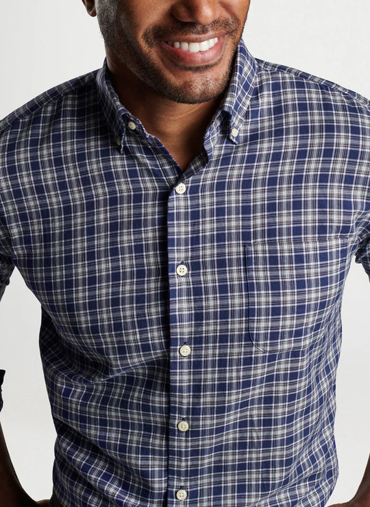 Haight Cotton Sport Shirt in Navy
