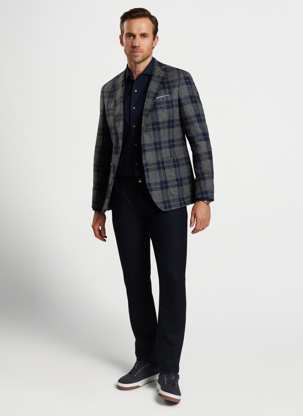 Peter Millar Worthing Plaid Soft Jacket In Charcoal