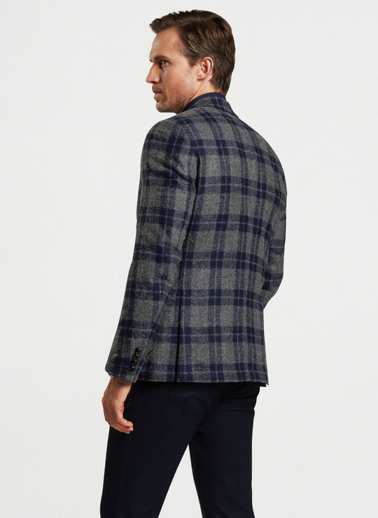 Peter Millar Worthing Plaid Soft Jacket In Charcoal