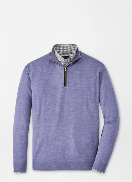 Peter Millar Excursionist Flex Quarter-Zip Sweater In Dark Violet Mist