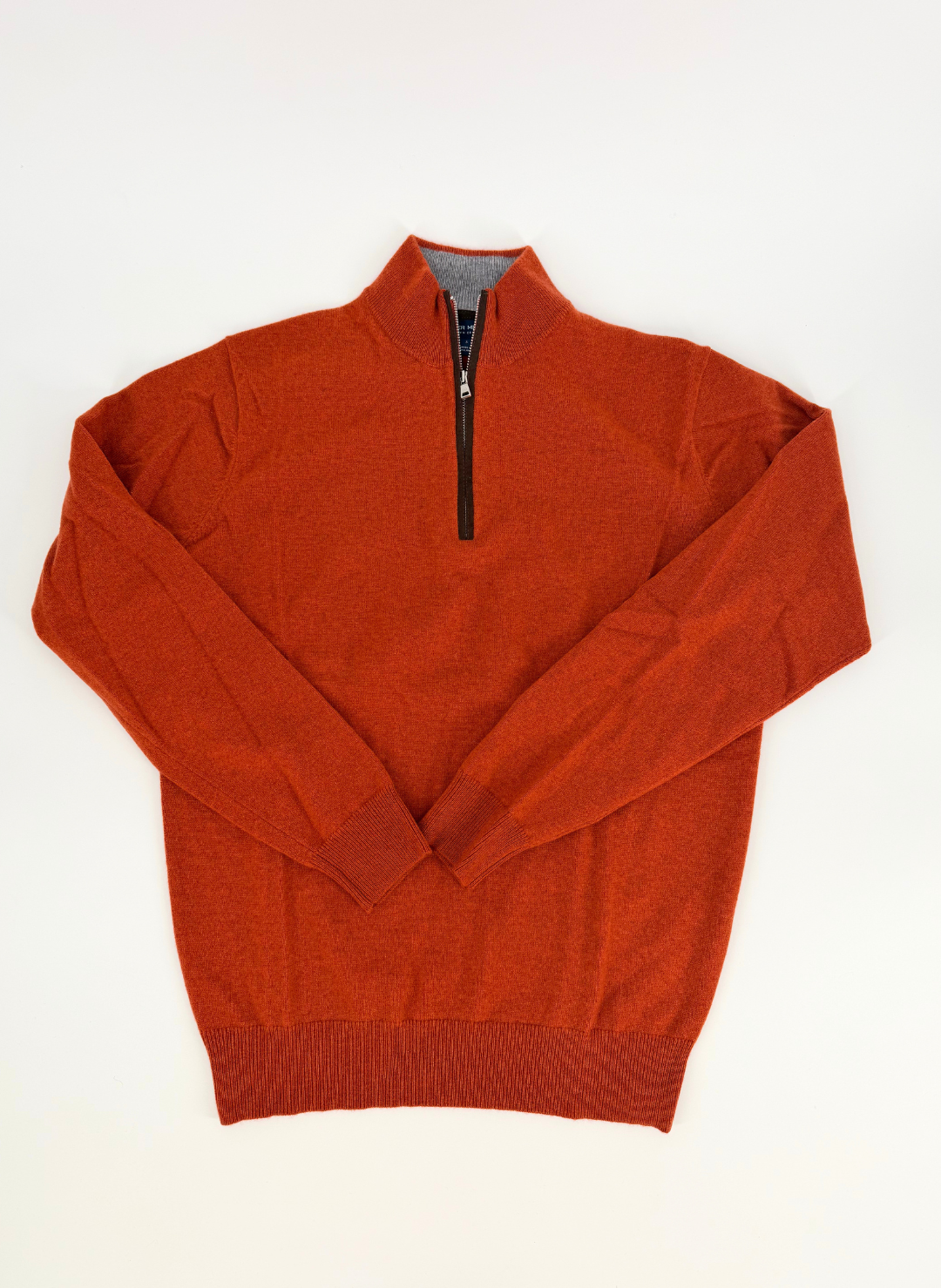 Cashmere Q-Zip Sweater in Rust