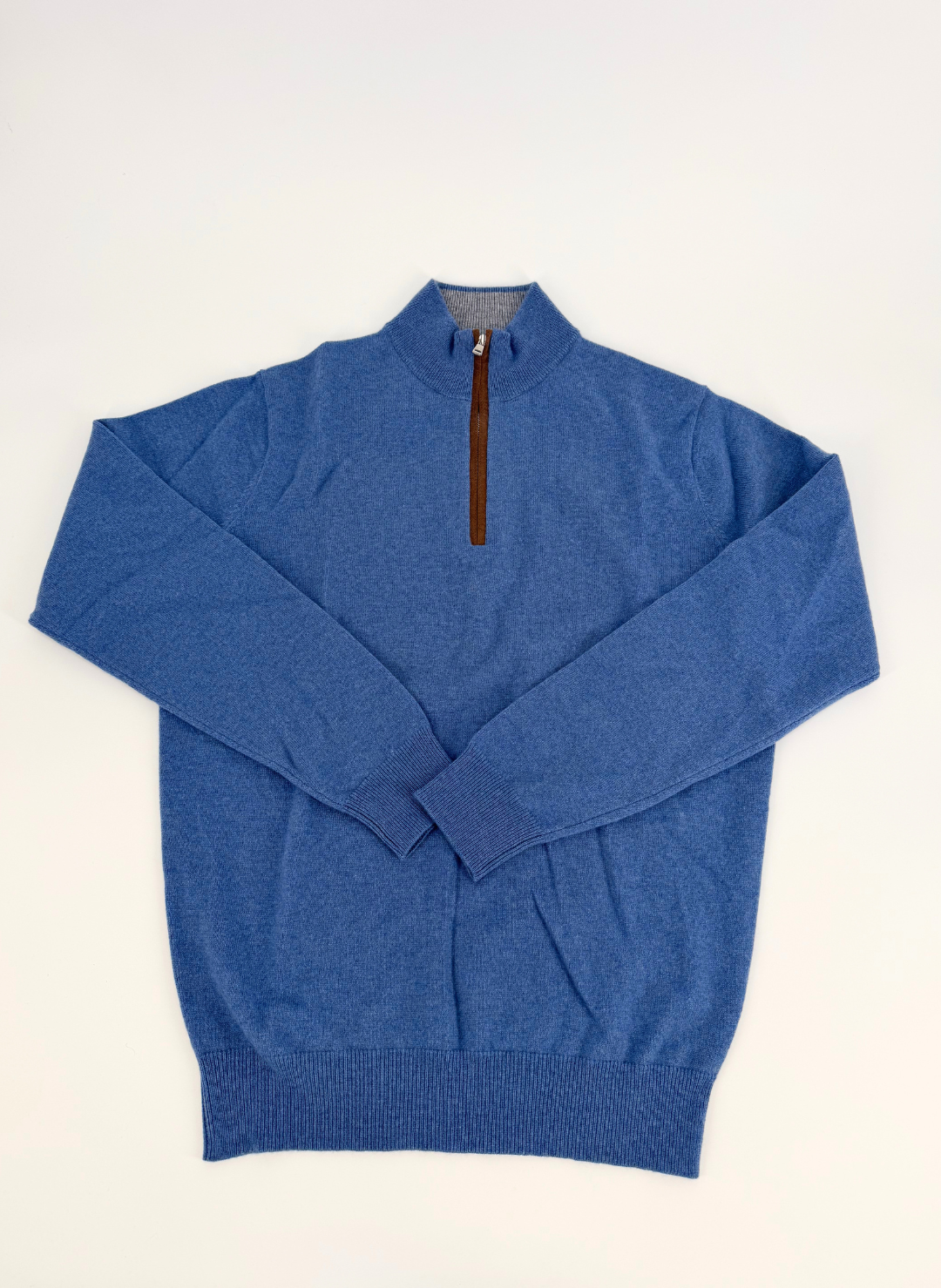 Cashmere Q-Zip Sweater in Blue