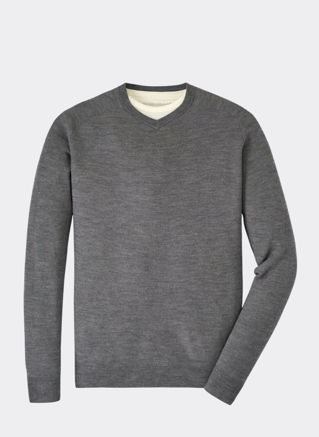 Merino Knit V-Neck Sweater in Gale Grey