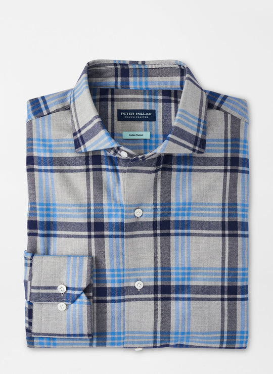 Peter Millar Coulter Italian Flannel Sport Shirt In Gale Grey