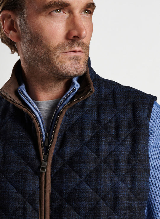 Peter Millar Essex Quilted Wool Travel Vest In Dark Indigo