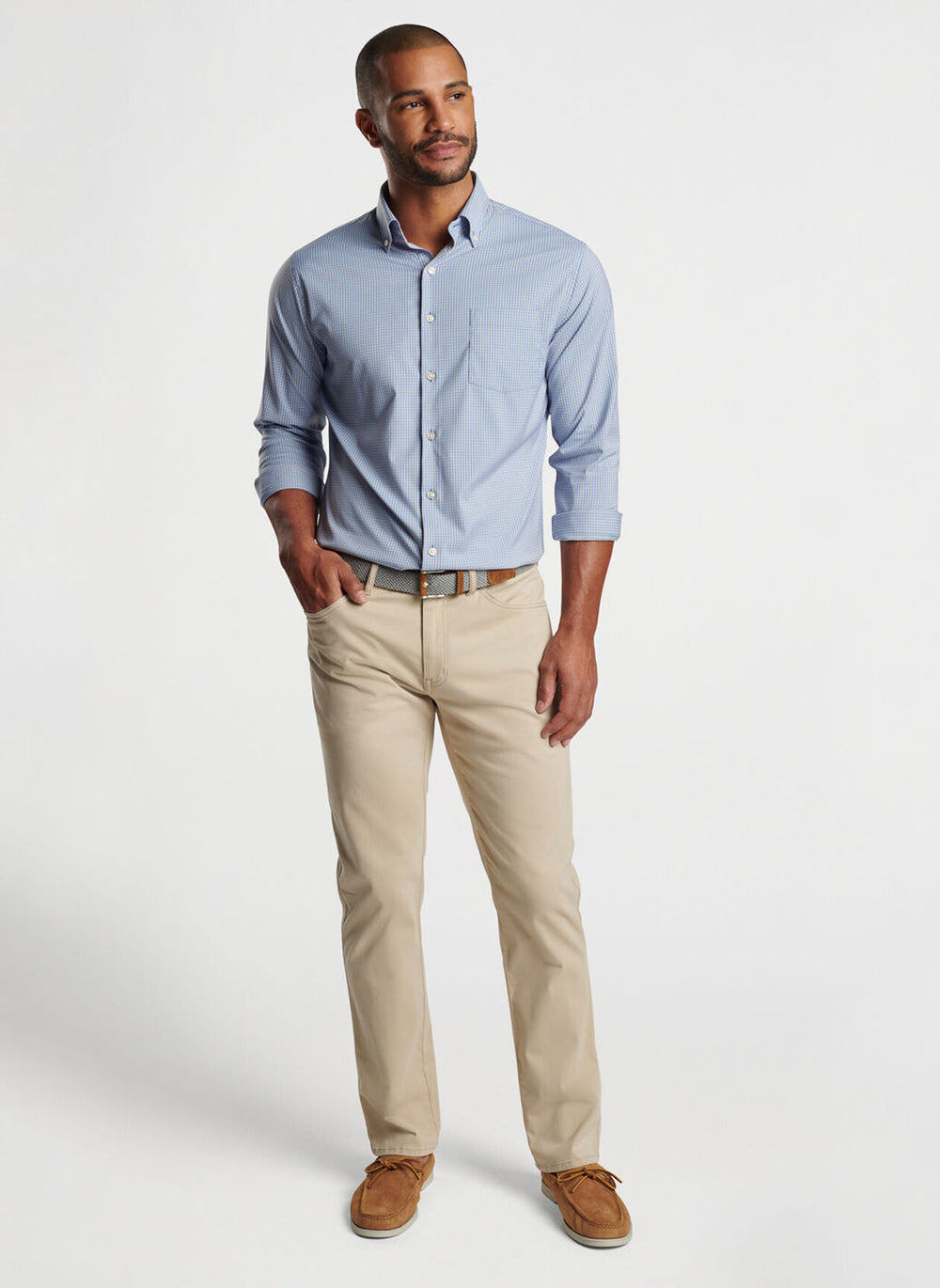 Peter Millar Signature Sateen Five-Pocket Pant In Sand