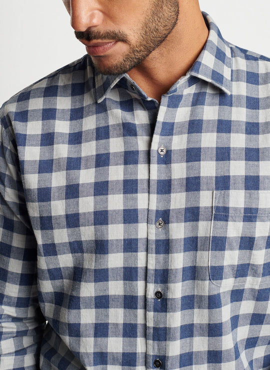 Delta Cotton Sport Shirt in Navy