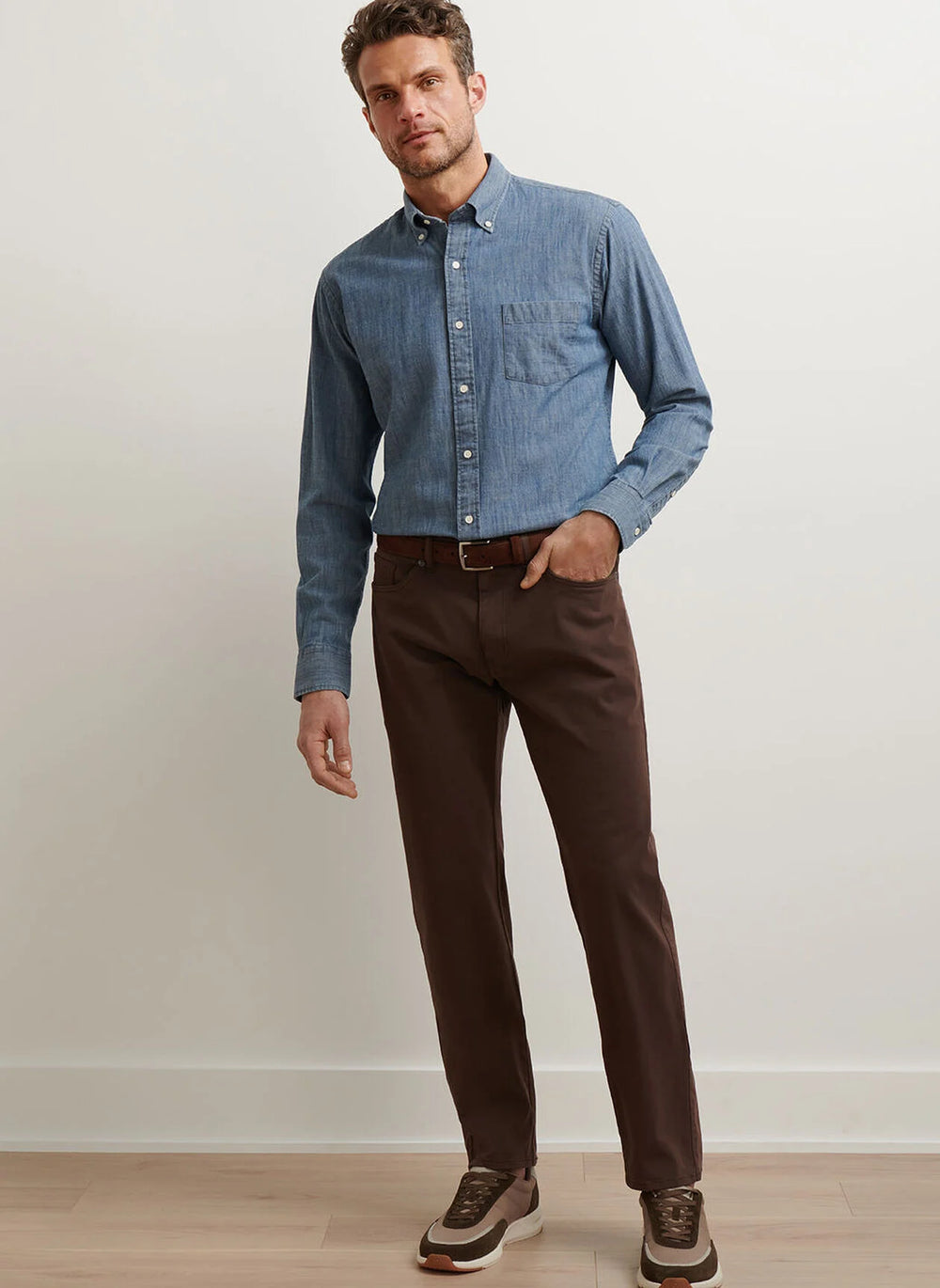 Peter Millar Signature Sateen Five-Pocket Pant In French Press