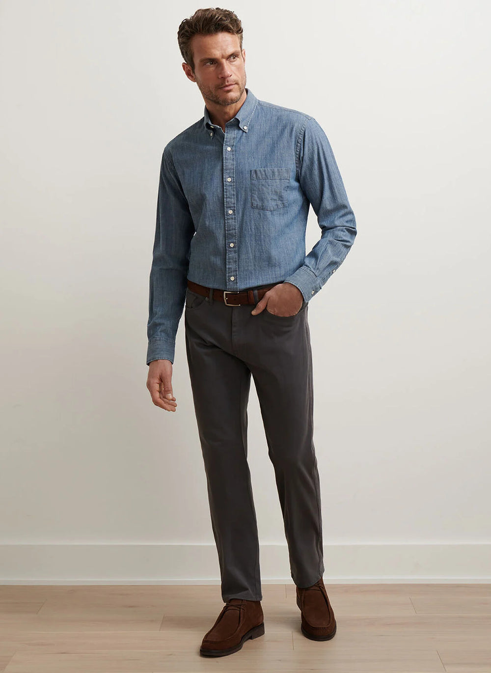 Peter Millar Signature Sateen Five-Pocket Pant In Iridium