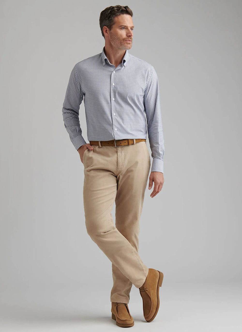 Peter Millar Superior Soft Corduroy Flat Front Trouser In Stone