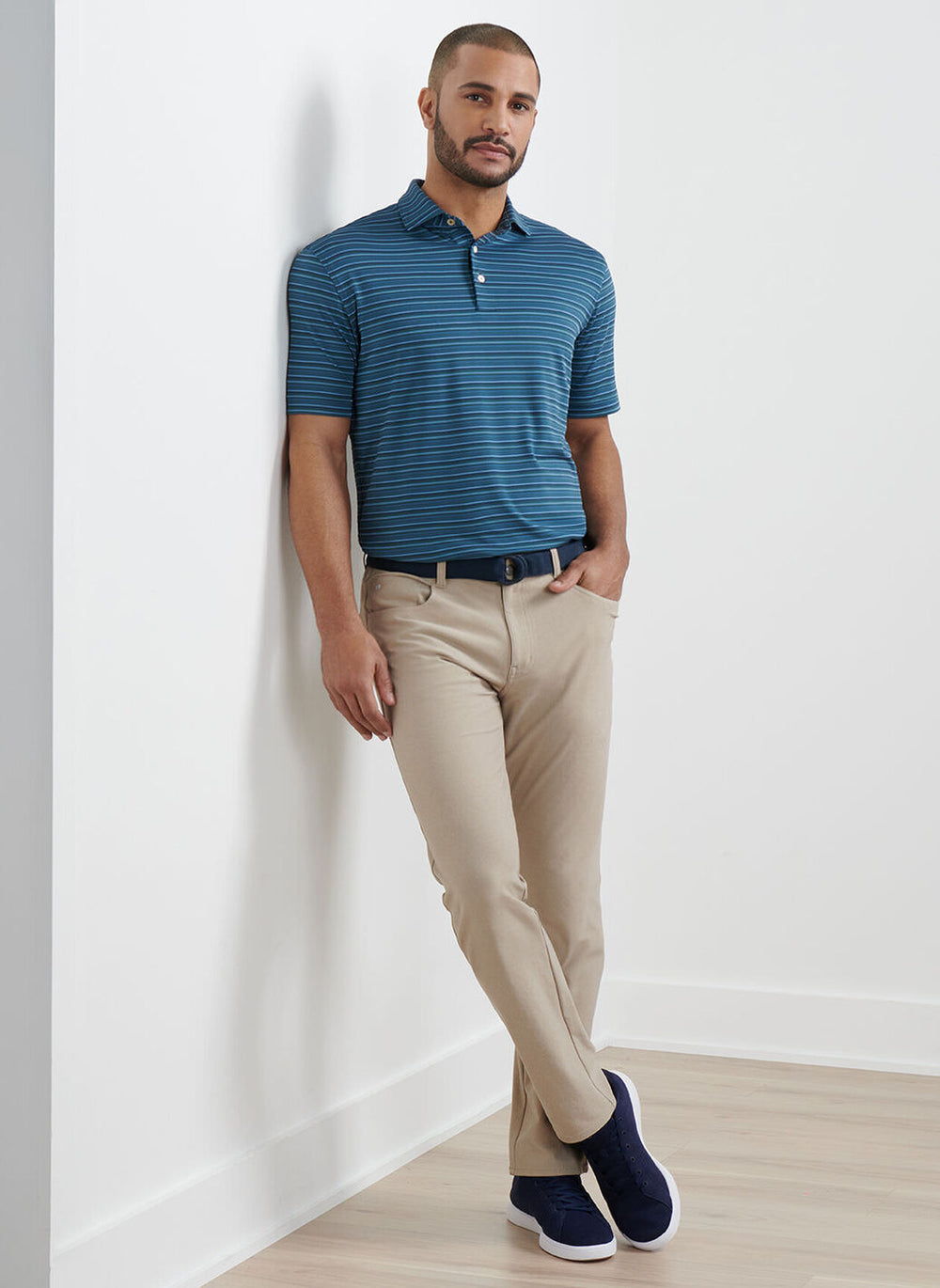 Peter Millar Brevard Performance Flannel Five-Pocket Pant In Khaki