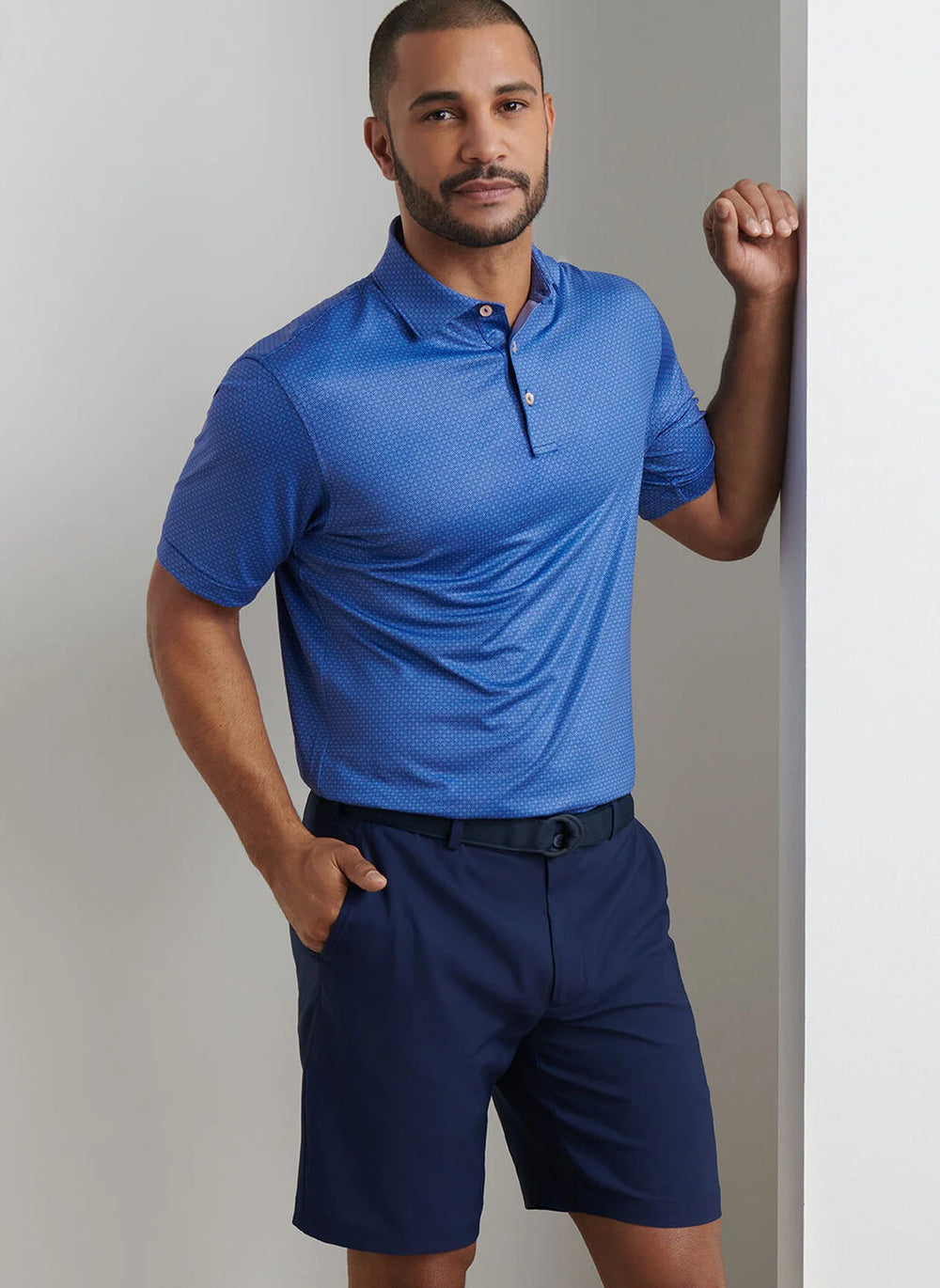 Peter Millar Axle Geo Performance Jersey Polo In Sport Navy