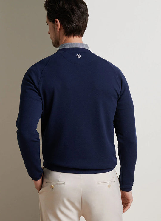 Peter Millar Cradle Piqué Performance Crewneck In Navy