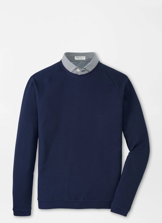 Peter Millar Cradle Piqué Performance Crewneck In Navy