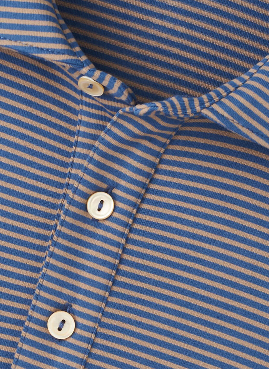 Peter Millar Lyons Stripe Performance Jersey Long-Sleeve Polo In Blue Haze